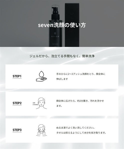 『漆 -seven-』プレミアム メンズスキンケア 2点セット(高保湿オールインワン美容液 100g & クレンジングジェル洗顔 150ml)